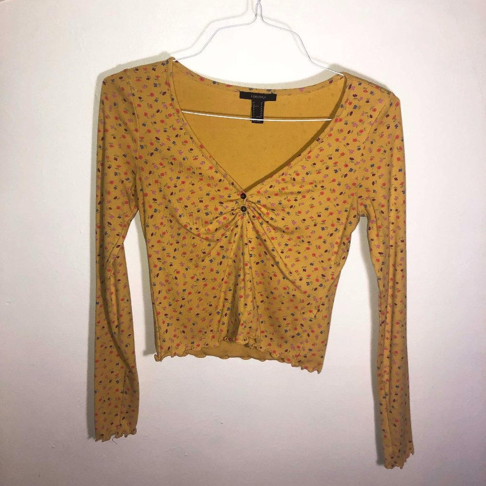 Yellow Floral Long-sleeve Shirt
